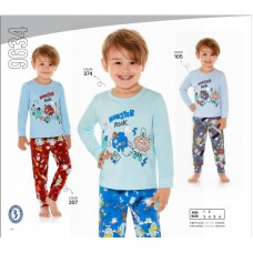 BR Піжама для хлопчика 01-02 стрейч/бавовна  9634  МОНСТЕР манжет  01,02  2 шт.