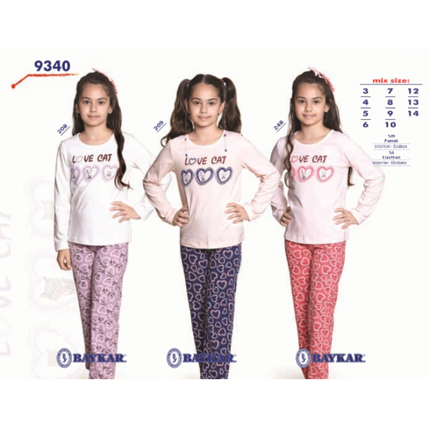 BR Піжама для дівчинки 03-06 стрейч/бавовна  9340    3-6  4 шт.