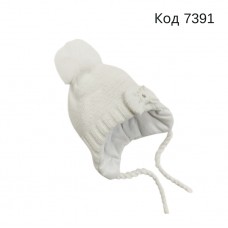 Yo Шапка в'язана ІЗОСОФТ на трикотажі для дівчинки (на завязках)  Білий 42-44 5(1)шт