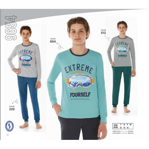 BR Піжама для хлопчика 12,13,14 стрейч/бавовна  9654    12,13,14  3 шт.