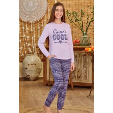 BR Піжама для дівчинки 12,13,14 стрейч/бавовна  9151    ACIK LILA(116)бузок 1 шт.