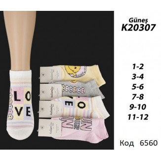 ArtiKatamino Шкарпетки бавовняні для дівчинки короткі СІТКА  К20307  МІКС кольорів 12(3) шт.