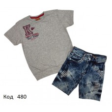 Tr Костюм (Футболка+шорти джинс) для хлопчика 2773 110-134   5 шт.