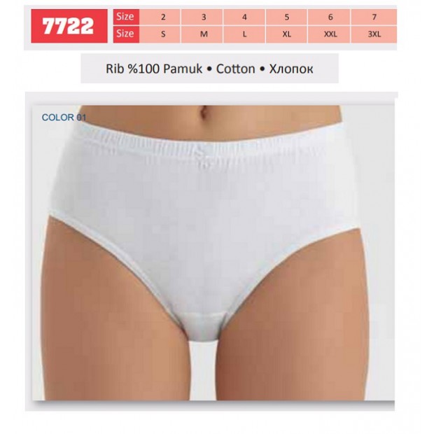 BR Труси жіночі  7722,01  БІЛИЙ  БАТАЛ рібана 12(3)шт