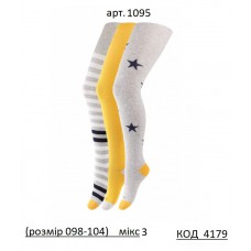 DUNA Колготки бавовняні дитячі МАЛЮНОК 098-104  МІКС кольорів    3шт