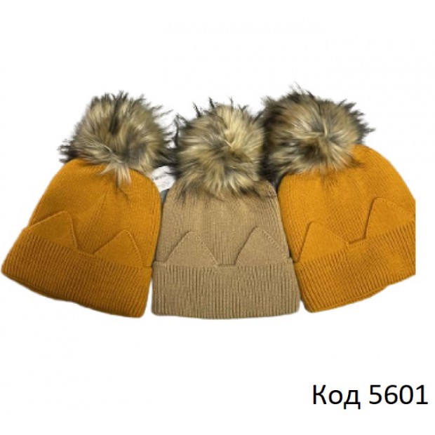 Ukr Шапка в'язана на флісі для дівчинки    50-56  5(2)шт
