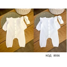 ББ Комбинезон для дівчинки з повязкою МУСЛІН МЕТЕЛИК однотон БІЛИЙ/МОЛОЧНИЙ  68,74  4 шт