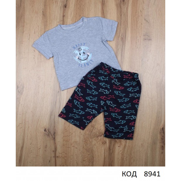 МС Костюм для хлопчика (Футболка кулір+шорти 2-х нитка )   КП-2450   80,86,92 р 3шт