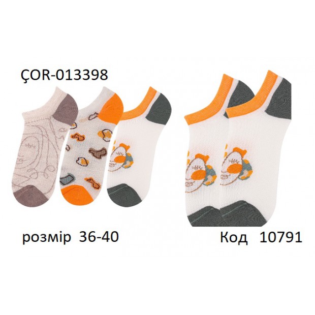 Bross Шкарпетки бавовняні жіночі короткі СІТКА ÇOR-013398 Мікс  36-40  12(3)шт.