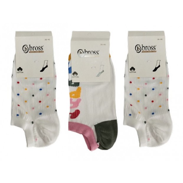 Bross Шкарпетки бавовняні жіночі короткі СІТКА ÇOR-12569 Мікс  36-40  12(3)шт.