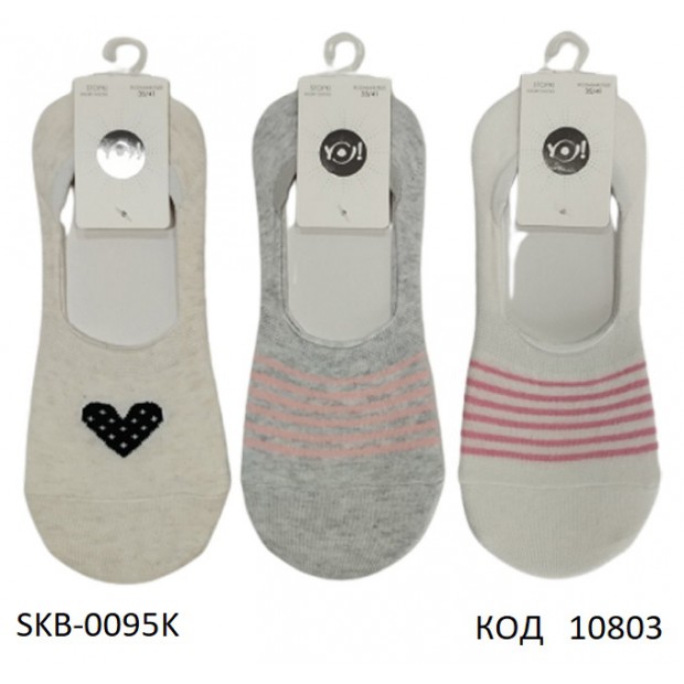 YO Сліди жіночі SKB-0095K    МІКС кольорів    35-41   6(3) шт