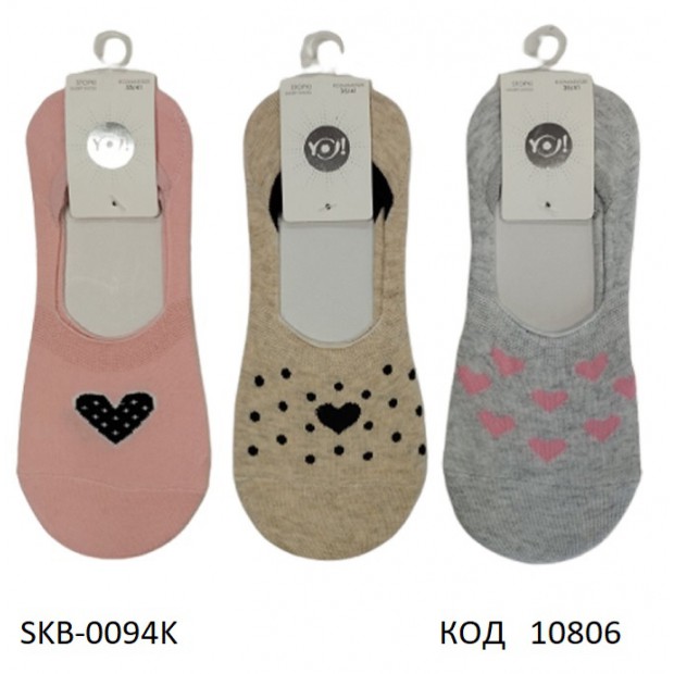 YO Сліди жіночі SKB-0094K    МІКС кольорів    35-41   6(3) шт