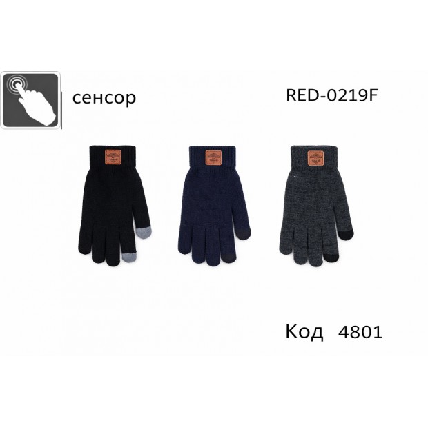 YO од.Перчатки чоловічі в'язані  RED-0219F Акрил  СЕНСОР  розмір 24   6 шт