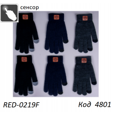 YO од.Перчатки чоловічі в'язані  RED-0219F Акрил  СЕНСОР  розмір 24   6 шт
