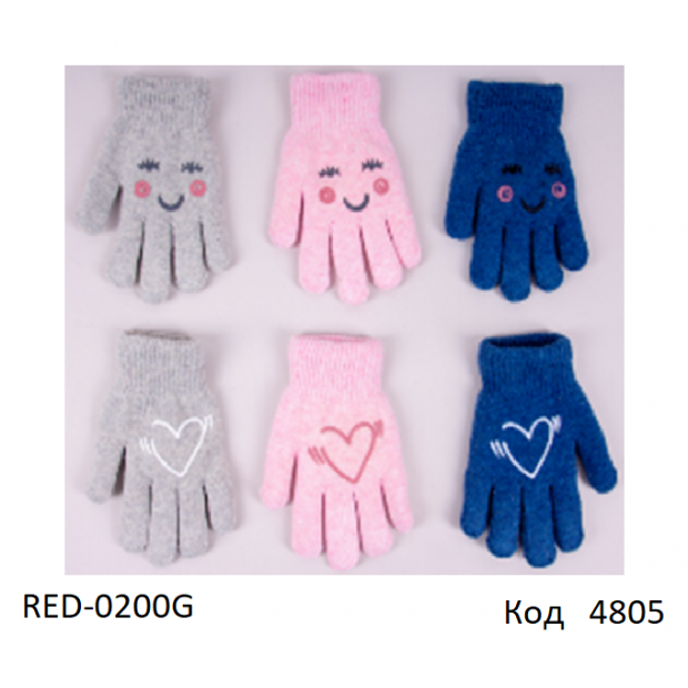 YO дв.Перчатки для дівчинки в'язані подвійні(Махра) RED-0200G Шерсть5%  ABS”  14,16   6 шт