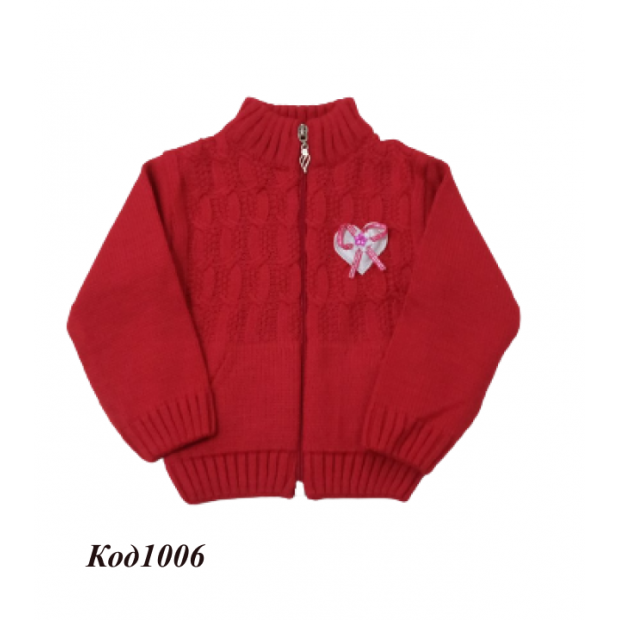 Tr Кофта в'язана для дівчинки на замку ASLAN 01 Малиновий 1-3(80,86,92) 3 шт.