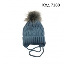 ALex Шапка в'язана на флісі для хлопчика (на зав'язках) ДЖОН D993   46-50    5(1) шт.