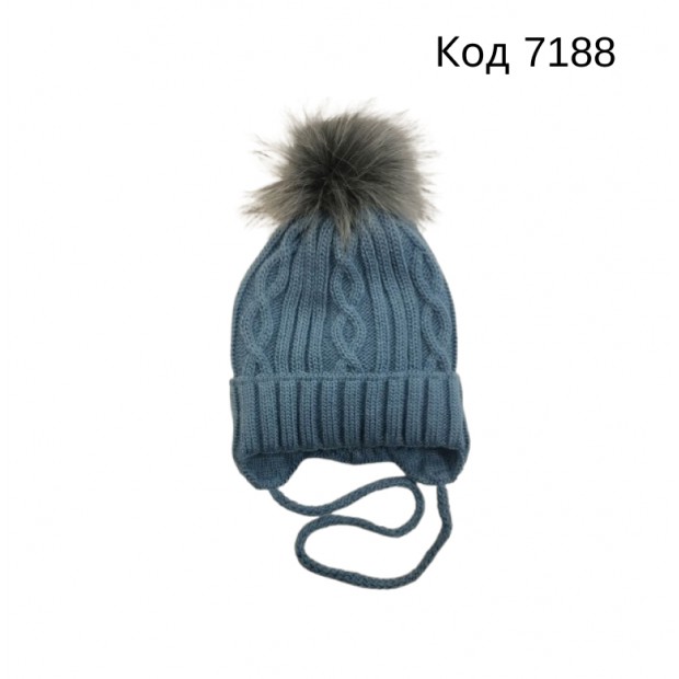 ALex Шапка в'язана на флісі для хлопчика (на зав'язках) ДЖОН D993   46-50    5(1) шт.