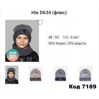 ALexШапка вязка флис НИК D634мальч 48-52    5 шт.