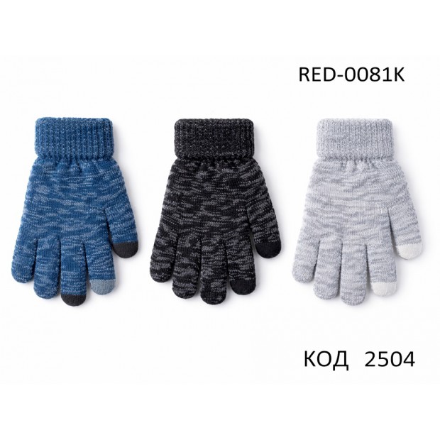 YO дв.Перчатки жіночі акрил RED-0081K  утеплені Сенсор БЛИСК.22 розмір. 6шт