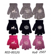 YO од.Перчатки для дівчинки в'язані  RED-0012G  Акрил ABS 14.разм. 6(1) шт
