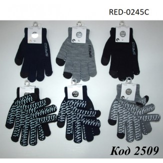 YO од.Перчатки для хлопчика в'язані  RED-0245C Акрил сенсор ABS   розмір 18,20,  6 шт