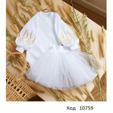 LD Комплект хрестильний для дівчинки(боді+спідниця) ПШЕНИЧКА КД 65  62,68,74   БІЛИЙ  1шт