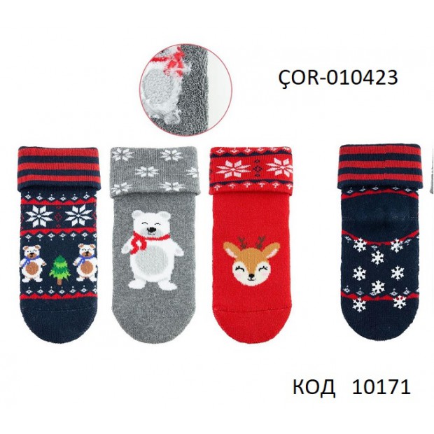 Bross Шкарпетки махрові ясельні ОРНАМЕНТ ÇOR-010423 МІКС  4(1)шт.
