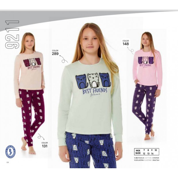 BR Піжама для дівчинки 12,13,14 стрейч/бавовна  9211    12,13,14  3 шт.
