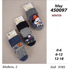 ArtiKatamino Шкарпетки махрові для хлопчика ясельні ВІДВОРОТ 450074,097 мікс 0-6/12-18  12(3) шт.