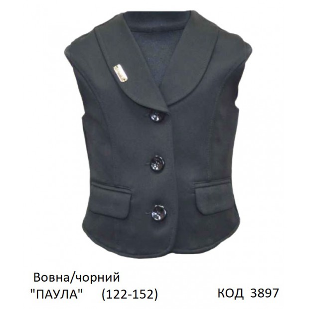 шерсть Жилетка для дівчинки Жл09608 "ПАУЛА" чорний 116-140    5 р.