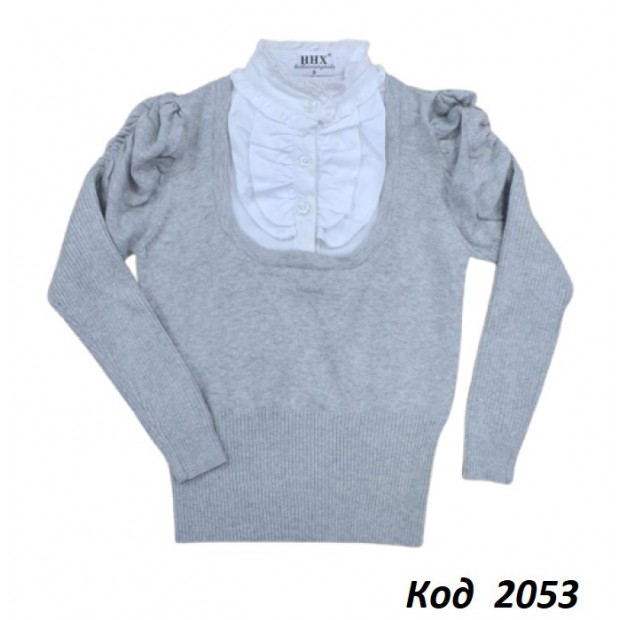 ,Ch Кофта-обманка для дівчинки Xiaofeihu  7-15 ( 116-140) сірий 5шт.