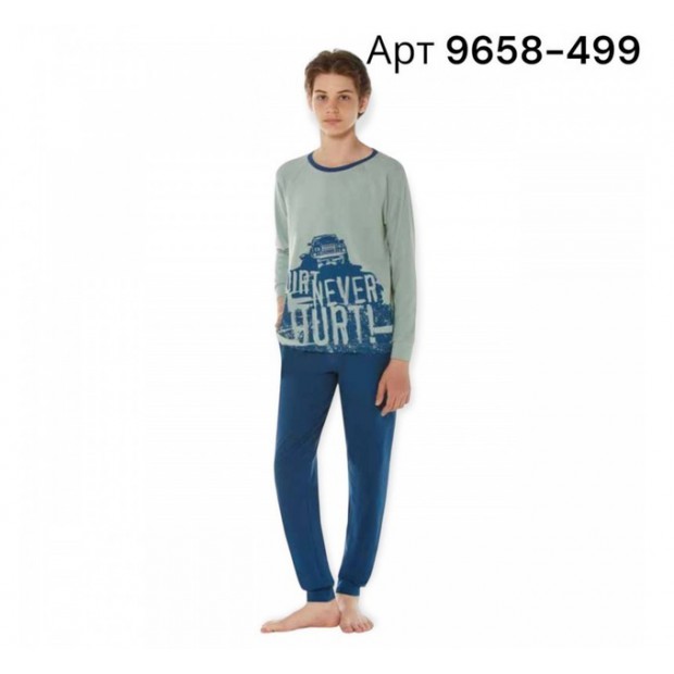 BR Піжама для хлопчика 12,13,14 стрейч/бавовна  9658    CAGLA YESILI(499)м'ята  1 шт.