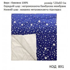 Ukr Пелюшка СИНТЕПОН непромокаюча №3  120х60 см (махра+БЯЗЬ преміум)  1шт