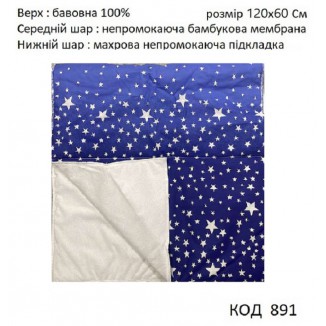 Ukr Пелюшка СИНТЕПОН непромокаюча №3  120х60 см (махра+БЯЗЬ преміум)  1шт
