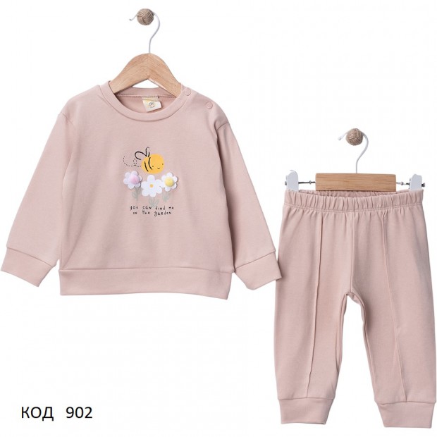 Tr Костюм для дівчинки 2-х нитка/рубчик DECO 25301  9,12,18,24 міс. 4 шт