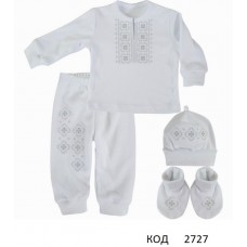 LD Комплект інтерлок ВИШИВКА сіра кубики  3/4предмети 62,68, БІЛИЙ  1 шт.