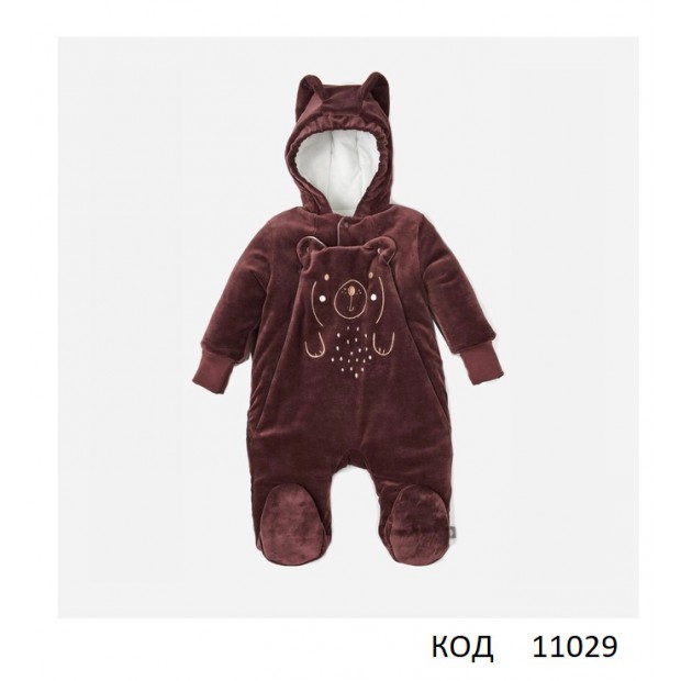 ЛяЛя Комбінезон велюр синтепон на трикотажі для хлопчика 8ВЛ061(8-43) КОРИЧНЕВИЙ  56,62.68.74   1шт