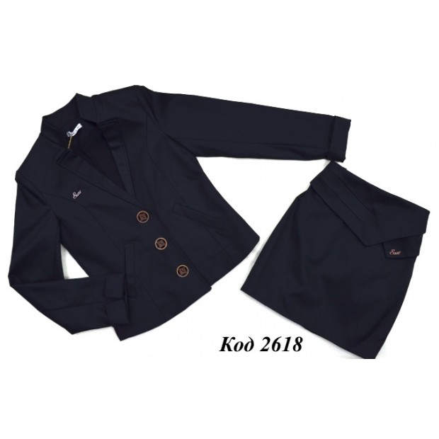 ,,Suzie140-158меморіКОСТЮМ Піджак "Делайн (5424)" + Спідниця чорний 140-158 4р.