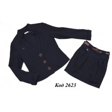 ,,Suzie140-158шерстьКОСТЮМ Піджак "Делайн"(8991)+Спідниця чорний 140-158 4 р.