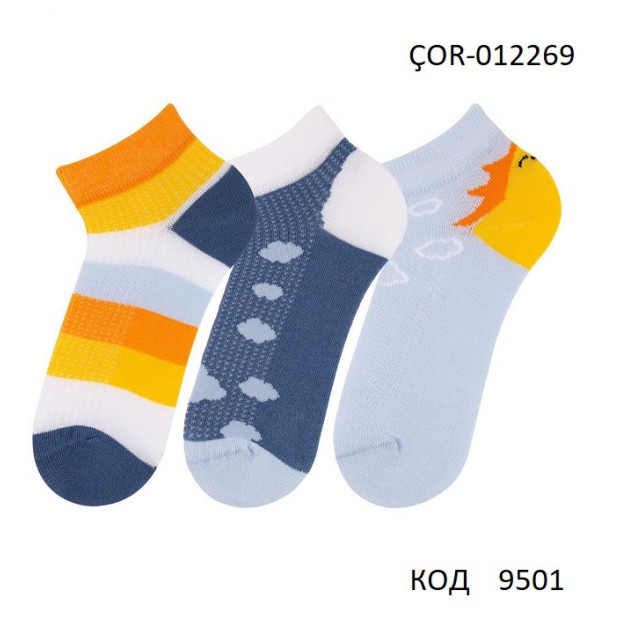 Bross Шкарпетки бавовняні для хлопчика короткі СІТКА Малюнок ÇOR-012269 МІКС  12(3)шт.