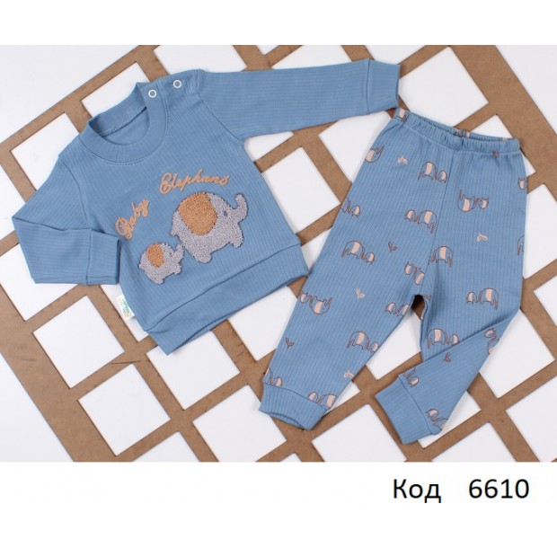 Tr Костюм для хлопчика інтерлок/рубчик BAYBAY 3758  6,9,12 міс. 3 шт