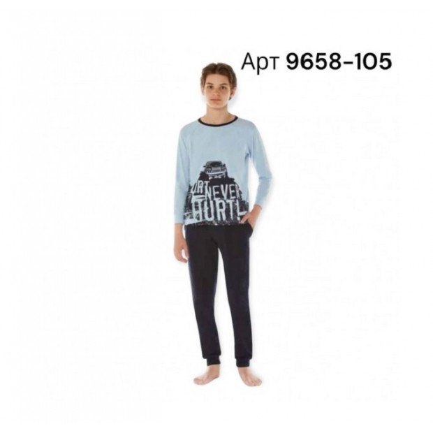 BR Піжама для хлопчика 07-10 стрейч/бавовна  9658    DUMAN MAVI(105)синій  1 шт.