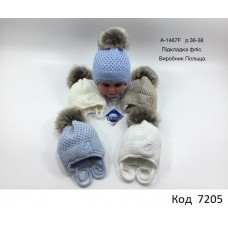 Grands  Шапка в'язана на флісі для хлопчика (на зав'язках) А-1467 F  36-38  5 шт.
