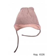 Ukr Шапка в'язана ІЗОСОФТ на трикотажі для дівчинка (на завязках)  48-50  5(1)шт