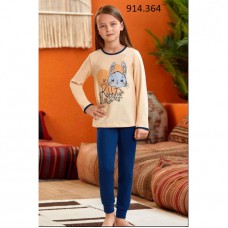 BR Піжама для дівчинки 07-10 стрейч/бавовна  9141    KAYISI SARI(364)жовтий абрикос  1 шт.