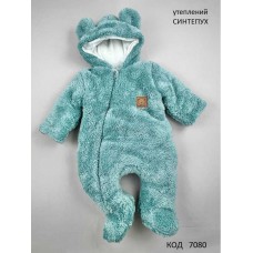 MarioKids Комбінезон СИНТЕПУХ вельсофт на підкладці ВЕДМЕЖА довга махра 81-30-12 МЕНТОЛ  ,62,68  1шт